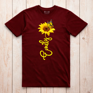 Camiseta Personalizada con Diseño de Girasol y Mariposa
